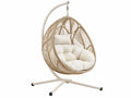Hangstoel 105 x 105 x 195 cm beige gevlochten kunststof met metalen standaard - schommelstoel voor binnen en overdekt buitengebruik
