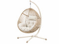 Hangstoel 105 x 105 x 195 cm - beige gevlochten kunststof met metalen standaard