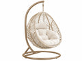 Hangstoel 105 x 95 x 195 cm beige gevlochten kunststof met metalen standaard