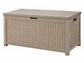 Opbergkist 120 x 60 x 65 cm aluminium en kunststof vlechtwerk taupe voor buiten