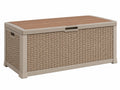 Opbergbox voor buiten 120 x 55 x 60 cm kunststof beige en bruin met houtlook deksel