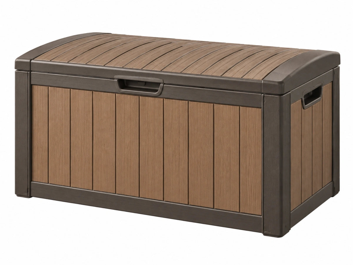 Opbergkist voor buiten 120 x 56 x 63 cm - kunststof bruin/donkerbruin - weerbestendige tuinopslag