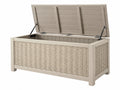 Opbergkist 120 x 60 x 60 cm kunststof beige - gevlochten tuinopberging met deksel