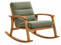 Schommelstoel 68 x 92 x 98 cm - houten frame met groene stoffen bekleding