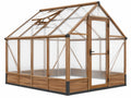 Houten tuinkas 300 x 240 x 240 cm transparant kunststof met dakraam