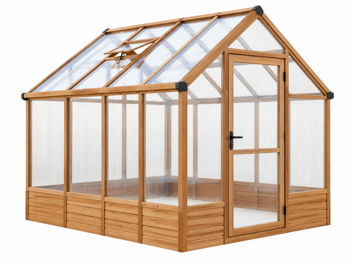Tuinkas 240 x 190 x 220 cm hout transparant - vrijstaand met dakraam