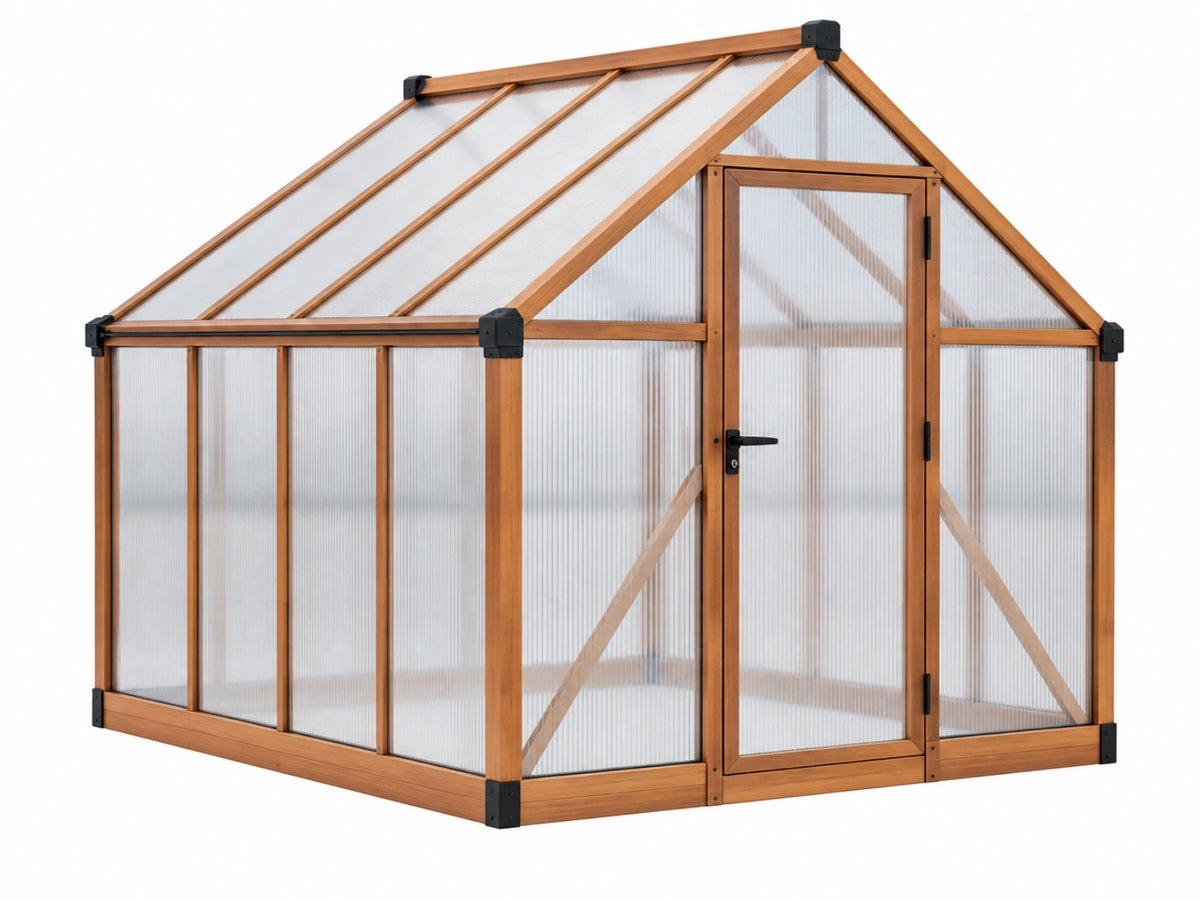 Tuinkas 180 x 120 x 190 cm hout transparant - kweekkas met polycarbonaatpanelen