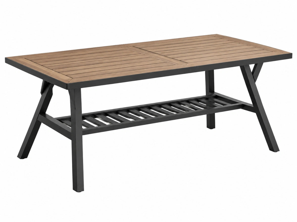 Tuintafel 200 x 100 cm hout zwart metalen onderstel modern