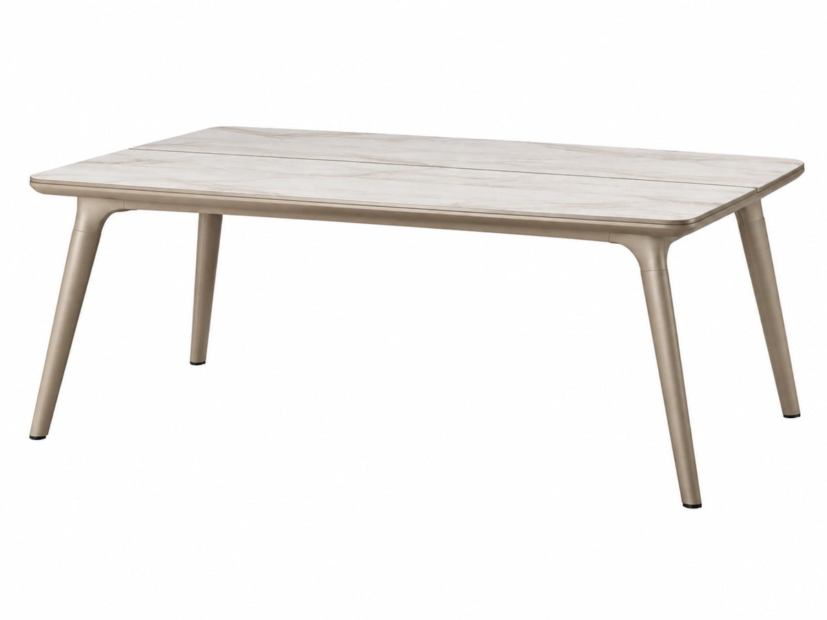 Uitschuifbare tuintafel 160-200 x 90 x 75 cm aluminium beige moderne eettafel voor buiten