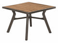 Tuintafel 90 x 90 cm met houten blad en metalen onderstel bruin antraciet modern
