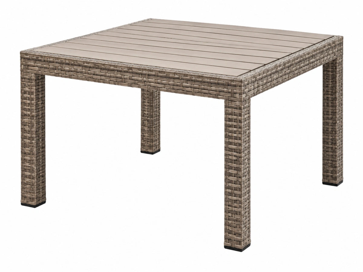 Tuintafel 120 x 120 x 75 cm gevlochten kunststof taupe vierkant