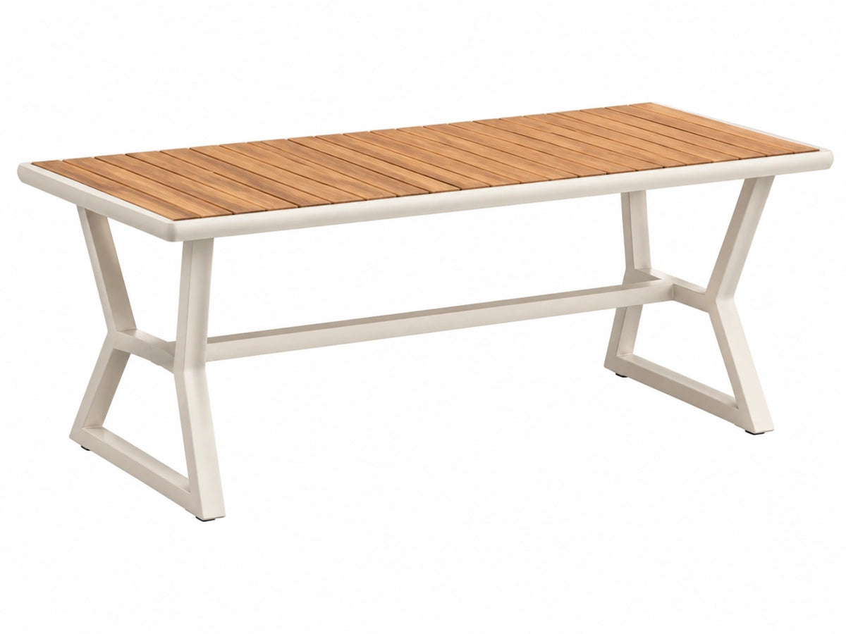 Tuintafel 180 x 90 x 75 cm teak hout beige aluminium modern buitengebruik