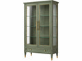 Vitrinekast 100 x 45 x 200 cm groen hout en glas met lade