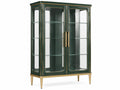 Vitrinekast 100 x 40 x 180 cm groen glas met goudkleurige metalen details