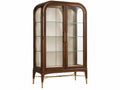 Vitrinekast 100 x 45 x 190 cm donkerbruin hout en glas - klassieke opbergkast
