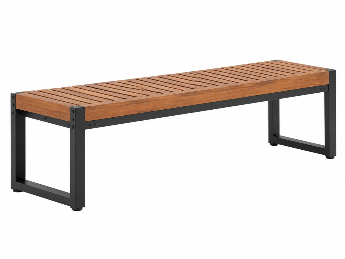 Tuinbank 180 x 40 x 45 cm - houten latten zwart metalen frame industriële stijl
